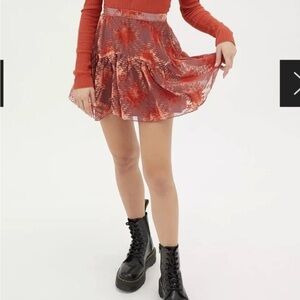 Vera Burnout Velvet Flippy Mini Skirt Size Small Skater Skirt Urban Outfitters